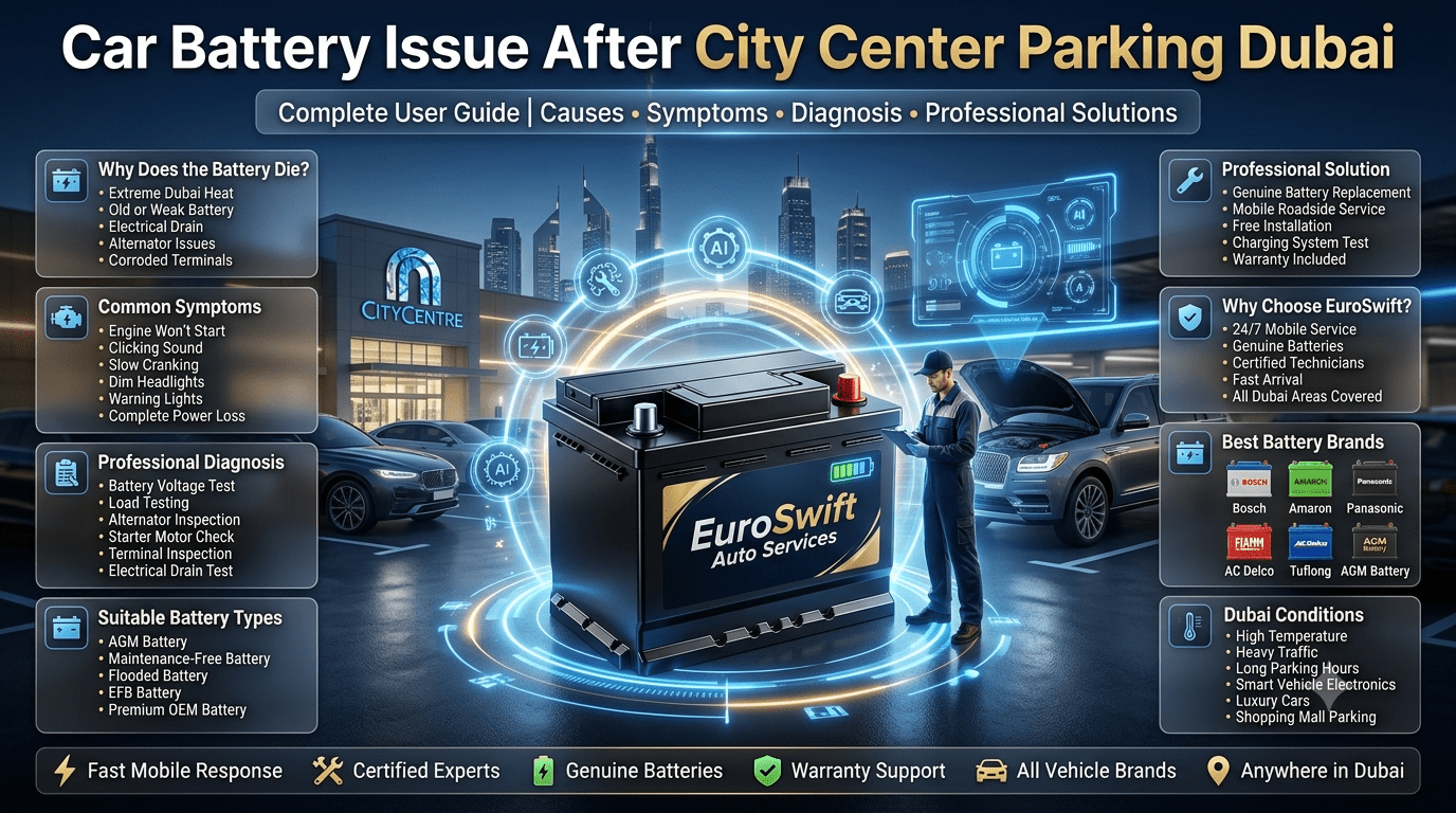Car Battery Issue After City Center Parking Dubai? Get Fast 24/7 Battery Replacement