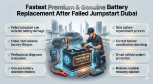 Read more about the article Fastest Premium & Genuine Battery Replacement After Failed Jumpstart Dubai