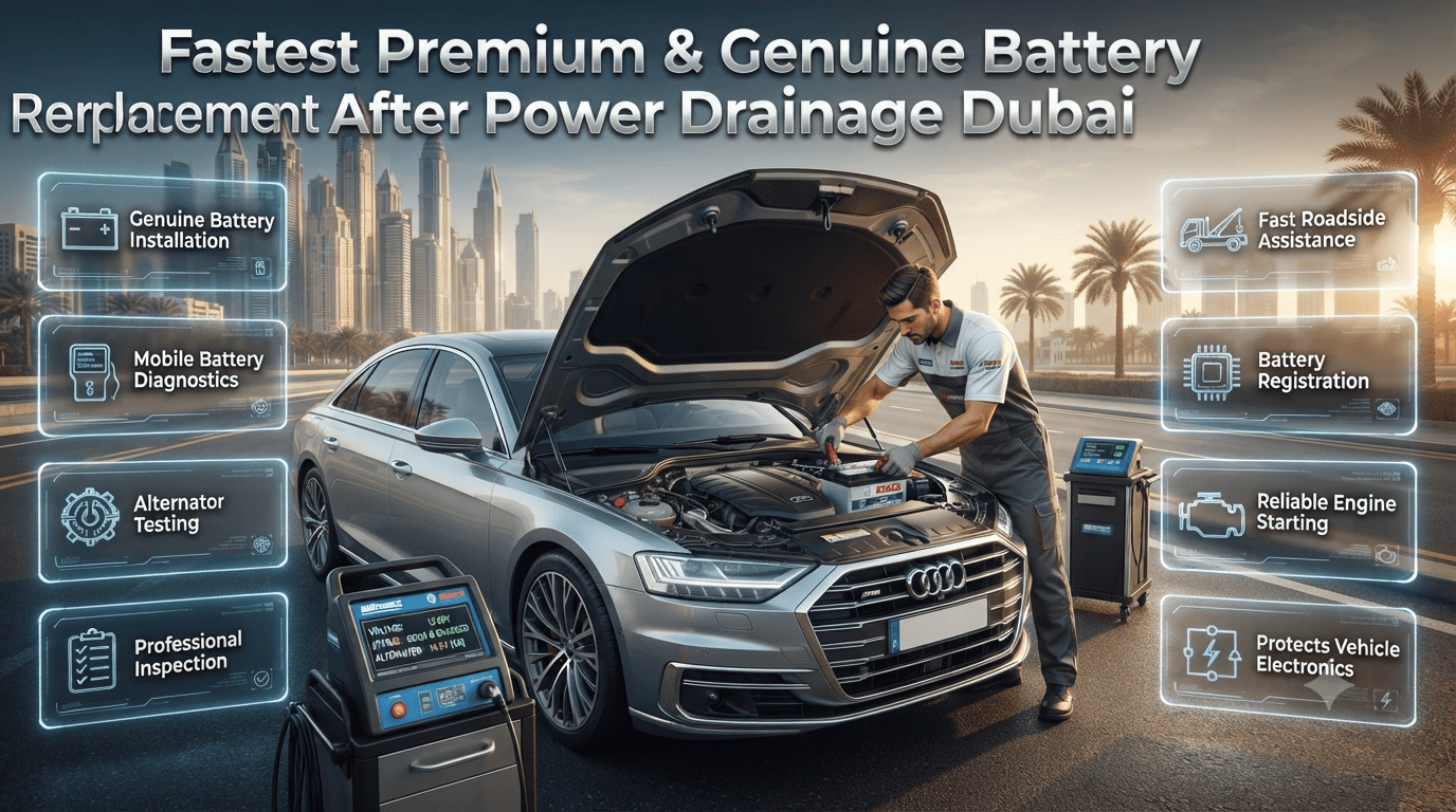 Fastest Premium & Genuine Battery Replacement After Power Drainage Dubai