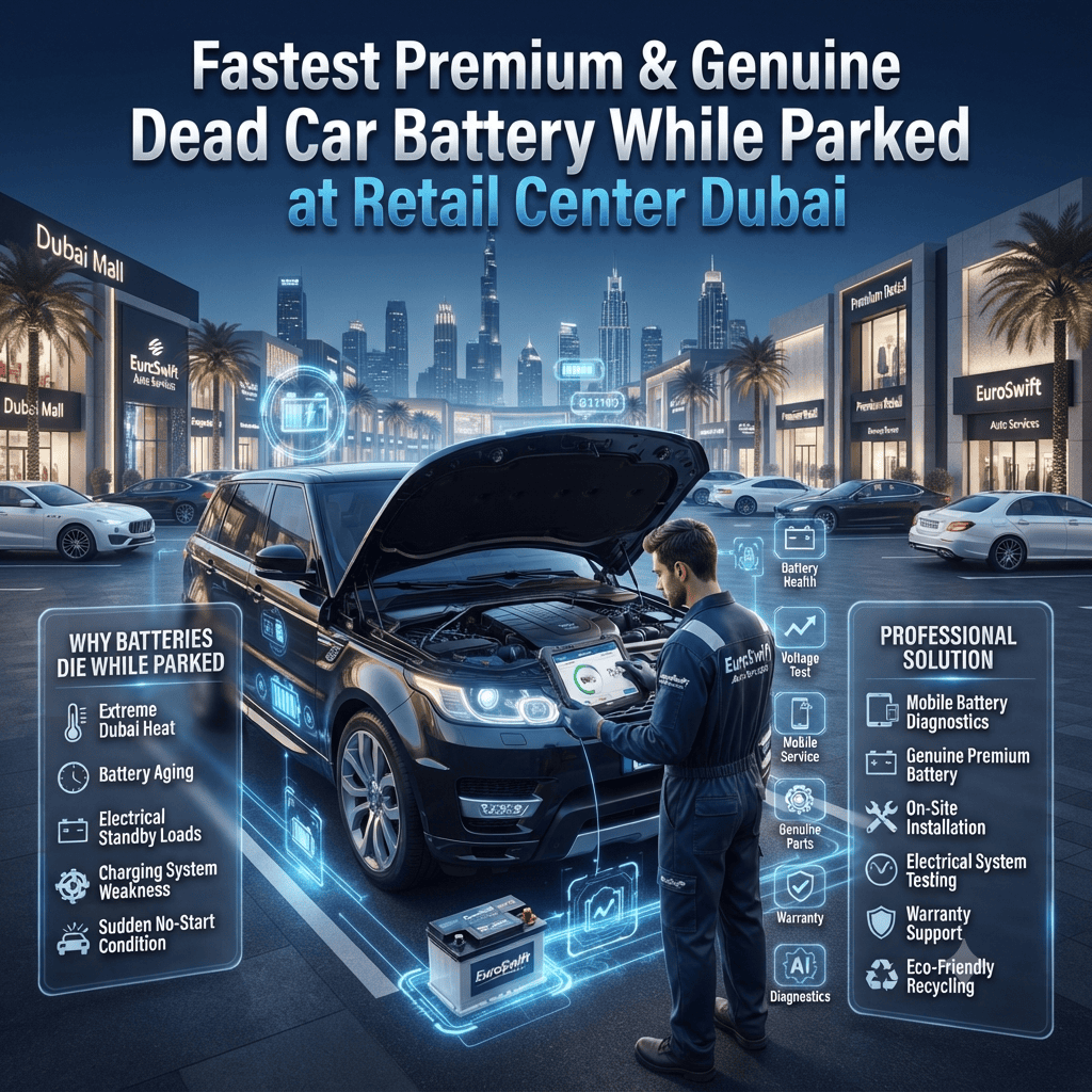 Fastest Premium & Genuine Dead Car Battery While Parked at Retail Center Dubai