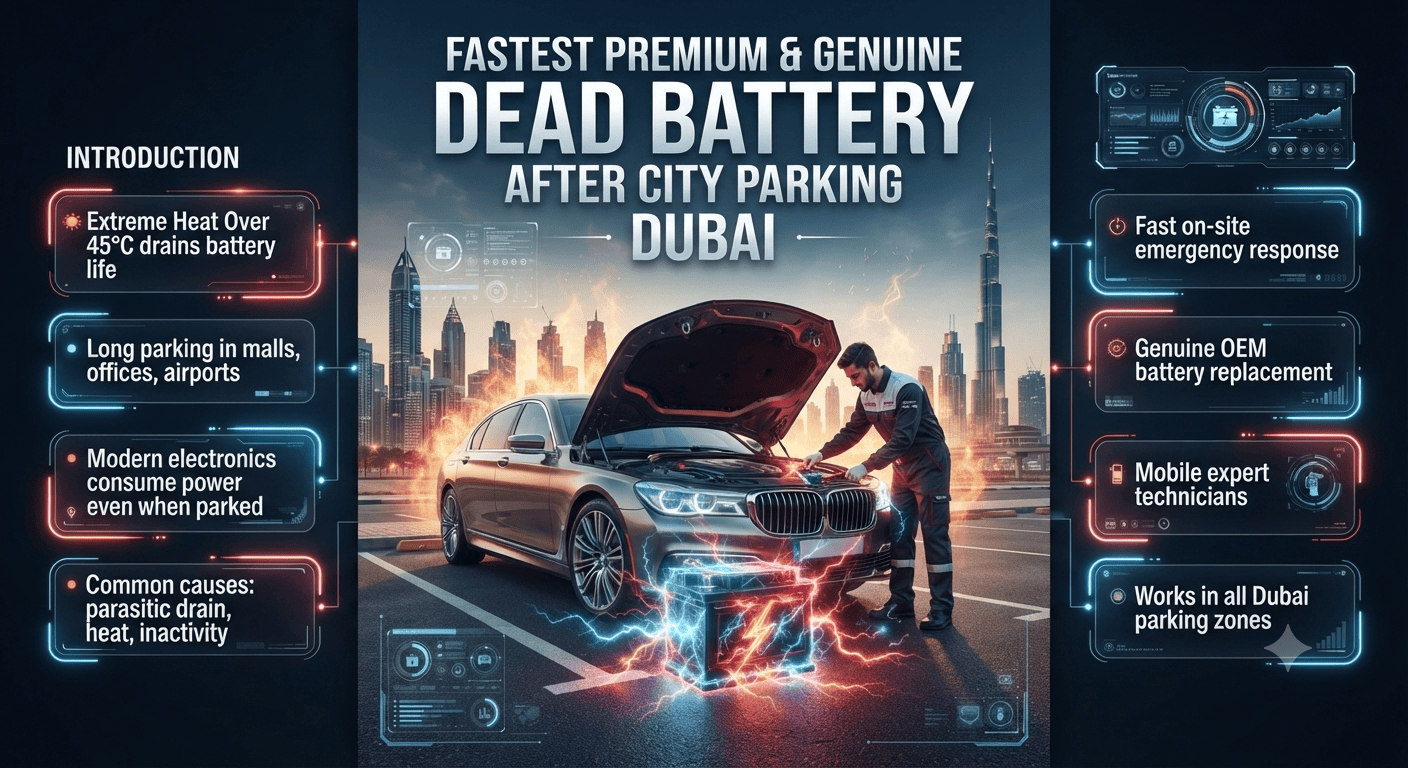 Fastest Premium & Genuine dead battery after city parking Dubai