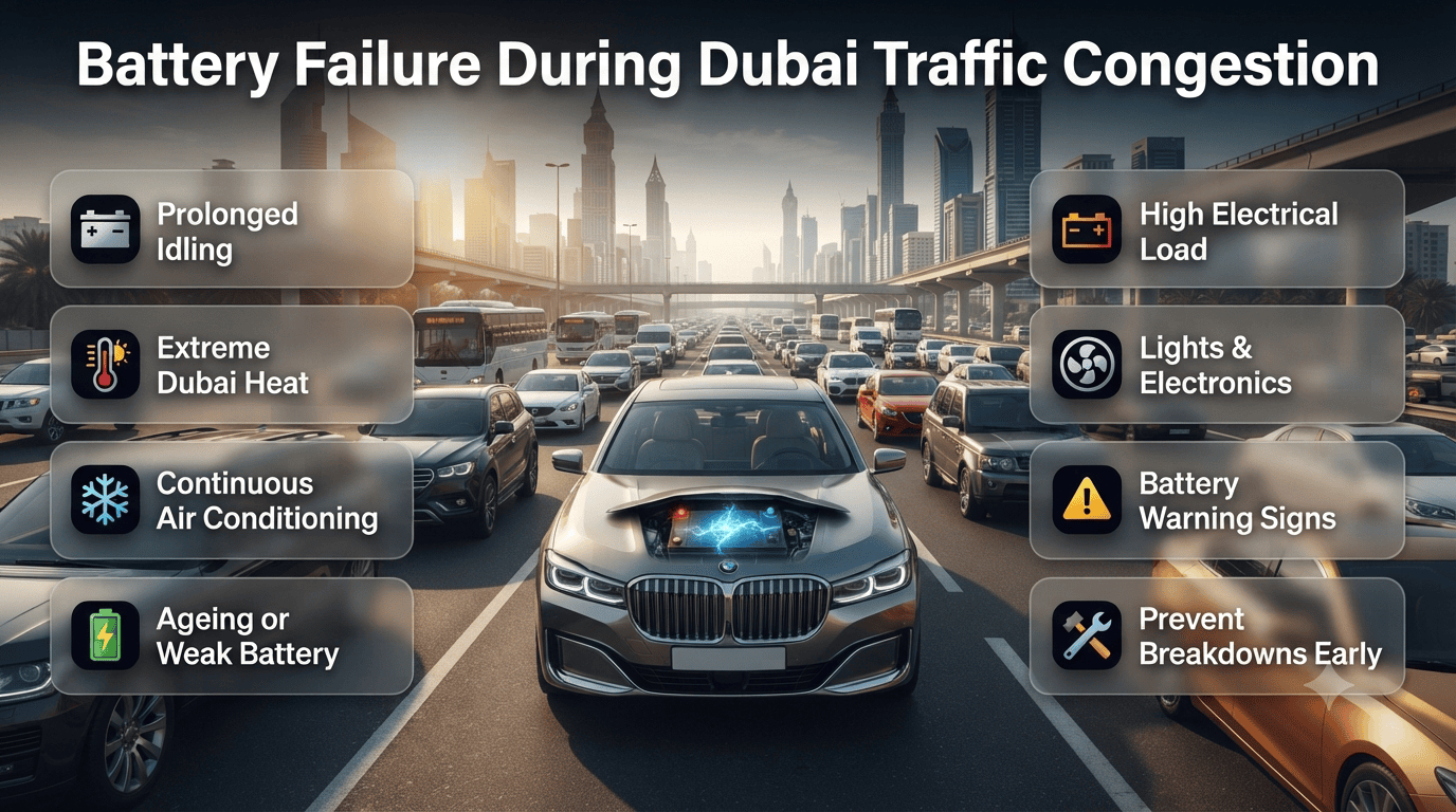 Fastest Premium & Genuine Battery Failure During Dubai Traffic Congestion