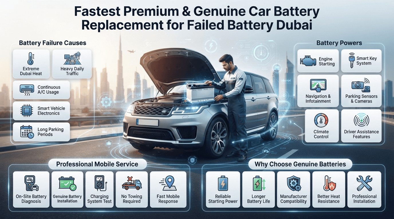 Fastest Premium & Genuine Car Battery Replacement for Failed Battery Dubai