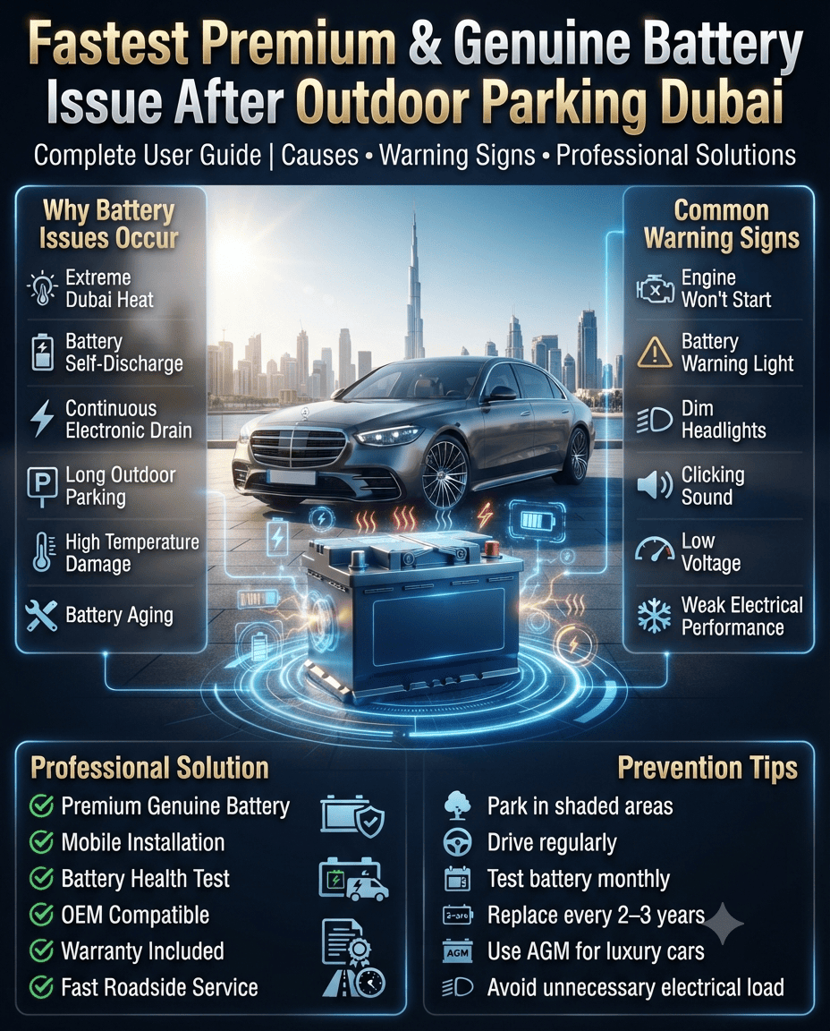 Fastest Premium & Genuine battery issue after outdoor parking Dubai