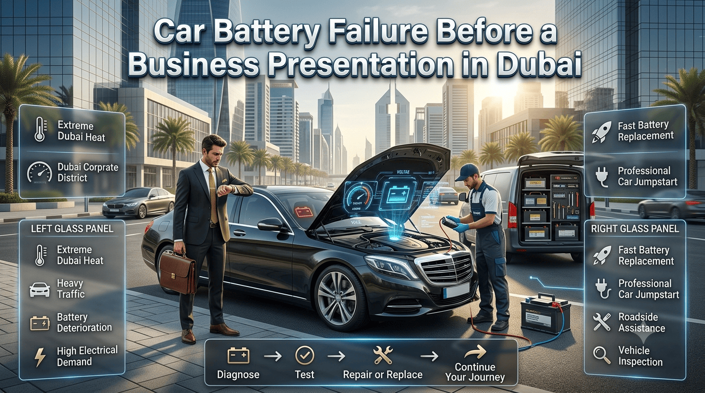 Fastest Premium & Genuine Car Battery Failure Before Business Presentation Dubai