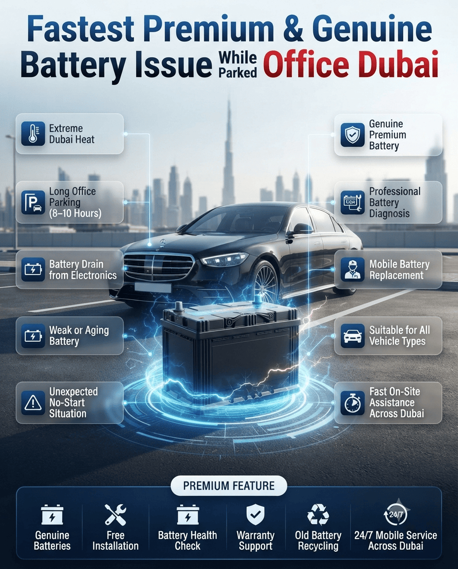 Fastest Premium & Genuine Battery Issue While Parked at Office Dubai