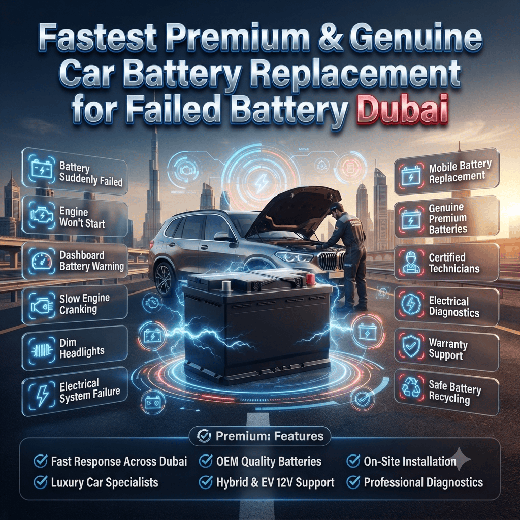 Fastest Premium & Genuine Car Battery Replacement for Failed Battery Dubai