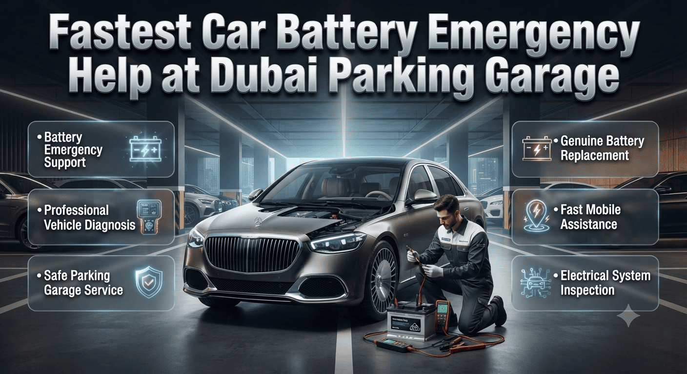 Fastest Premium & Genuine Car Battery Emergency Help at Parking Garage Dubai
