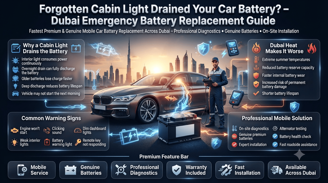 Fastest Premium & Genuine Battery Replacement After Forgotten Cabin Light in Dubai