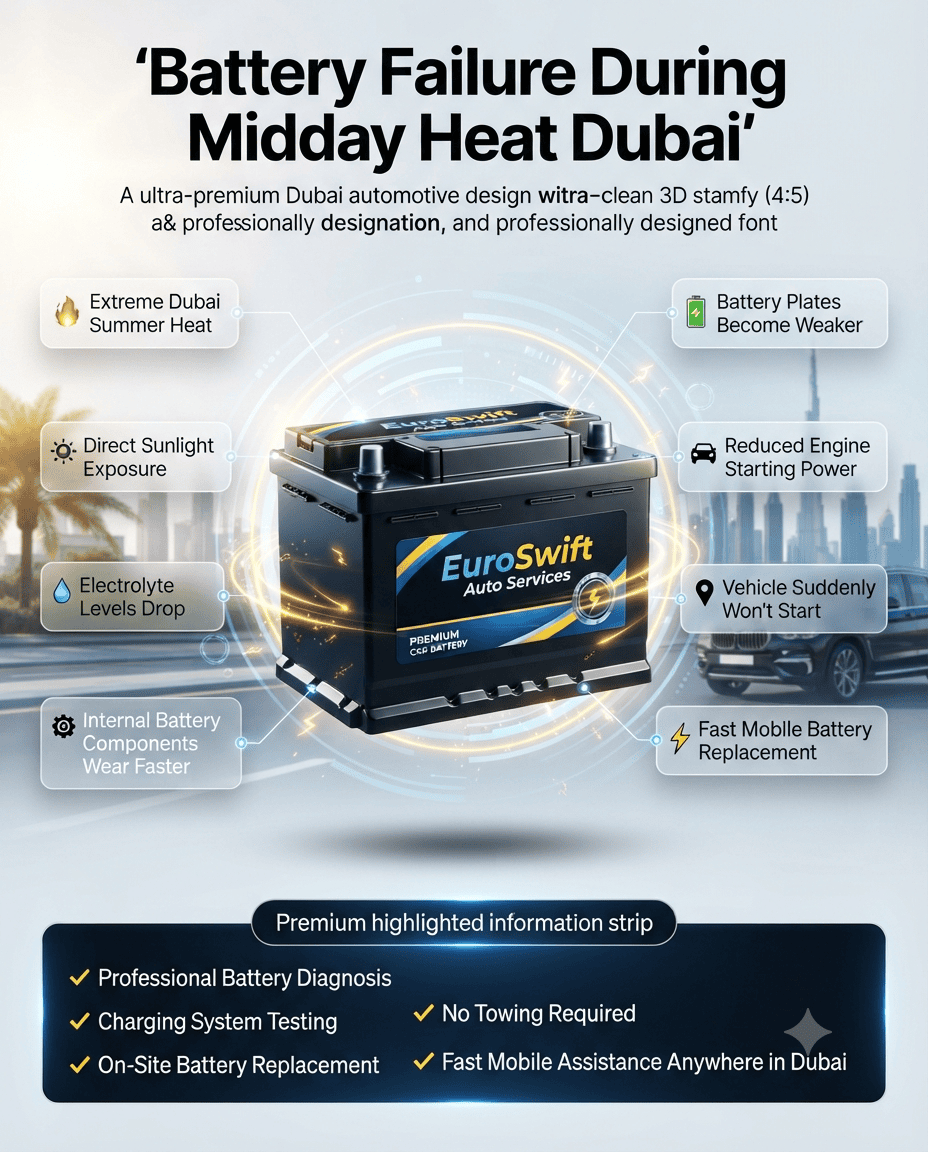 Battery Failure During Midday Heat in Dubai? Causes, Warning Signs & Fast Solutions