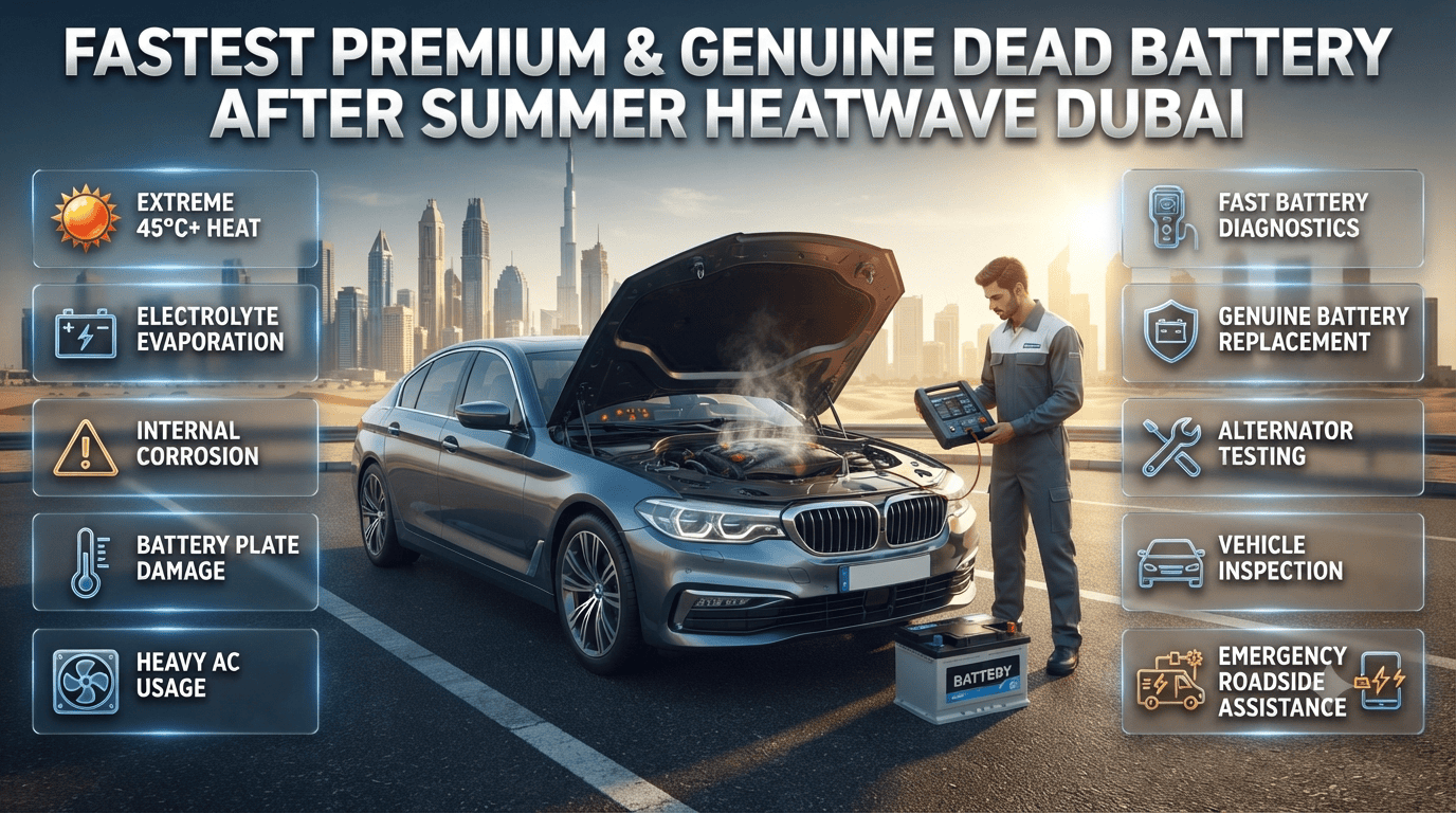 Fastest Premium & Genuine Dead Battery After Summer Heatwave Dubai