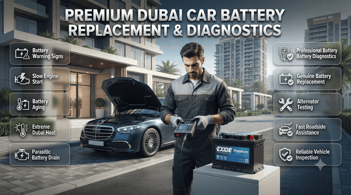 Fastest Premium & Genuine Car Battery Failed Outside Apartment Building Dubai