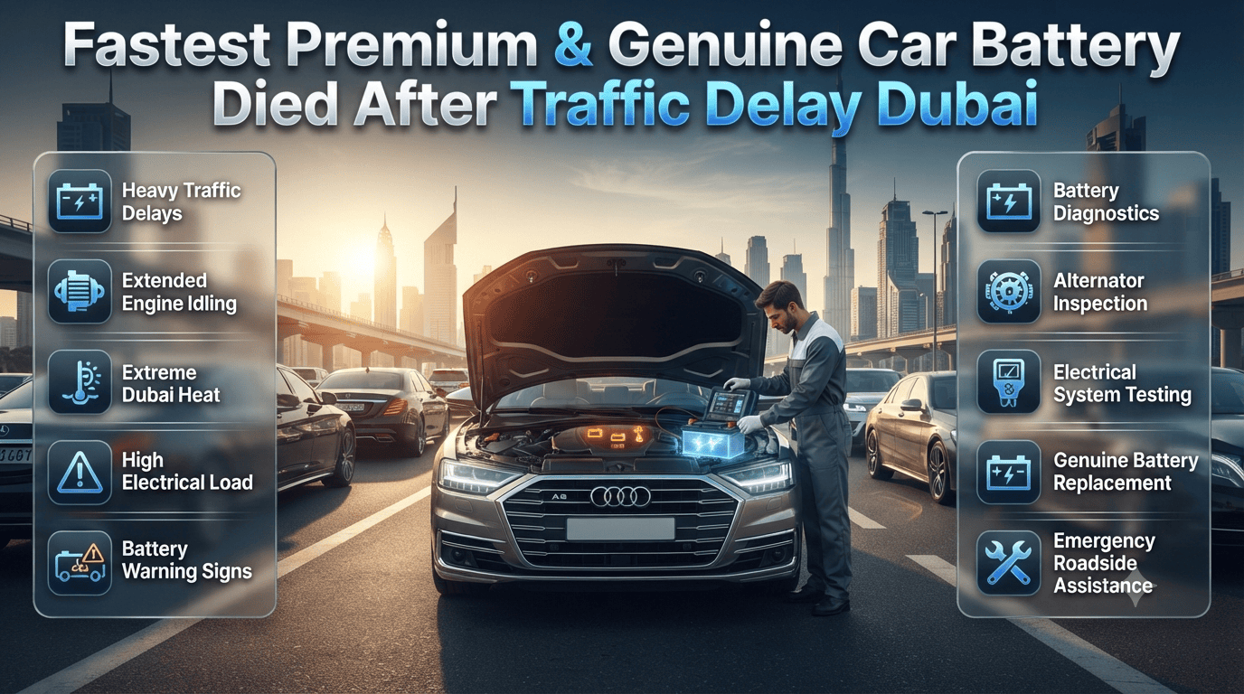 Fastest Premium & Genuine Car Battery Died After Traffic Delay Dubai