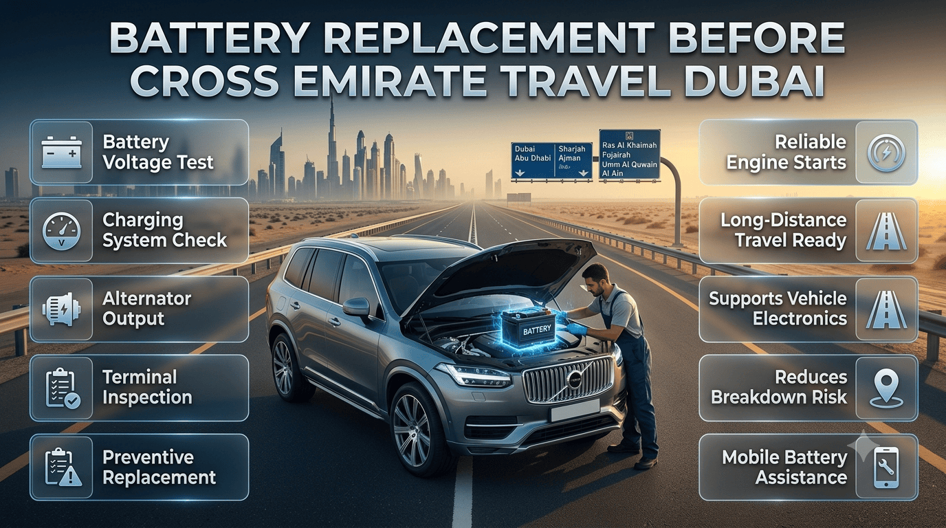 Battery Replacement Before Cross Emirate Travel Dubai