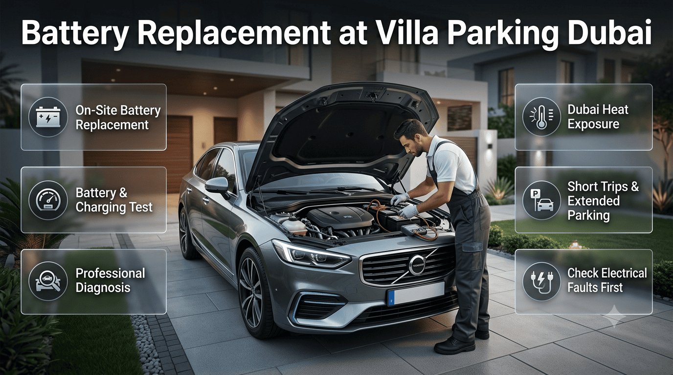 Battery Replacement at Villa Parking Dubai