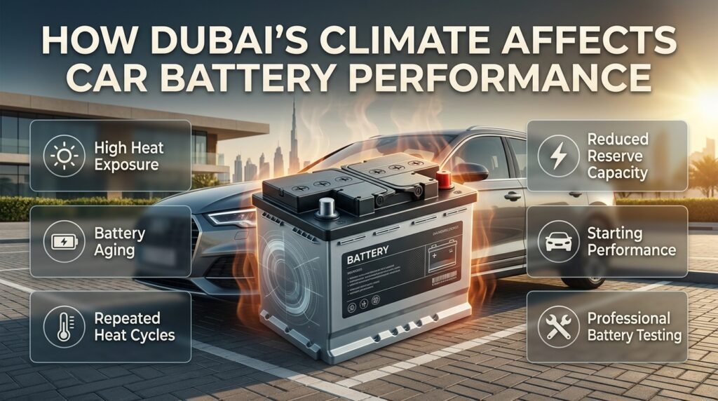 Weak car battery warning signs including slow cranking, dim dashboard lights, electronic resets, and inconsistent starting.