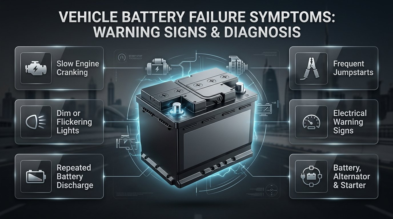 Vehicle Battery Failure Symptoms in Dubai