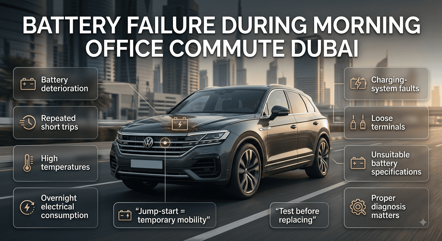 Battery Failure During Morning Office Commute Dubai