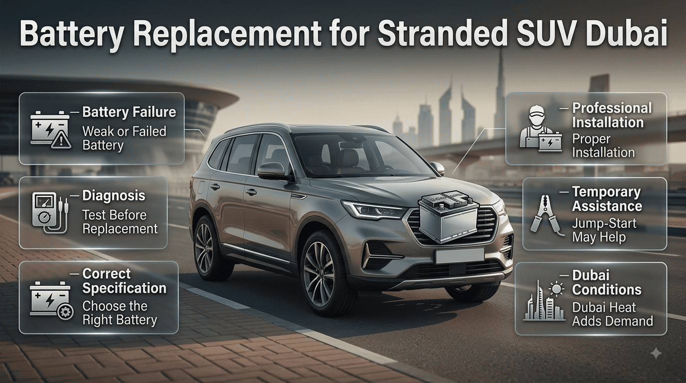 Battery Replacement for Stranded SUV Dubai