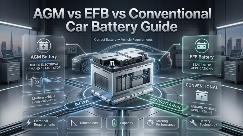 AGM, EFB and conventional car batteries compared for different vehicle electrical and start-stop system requirements