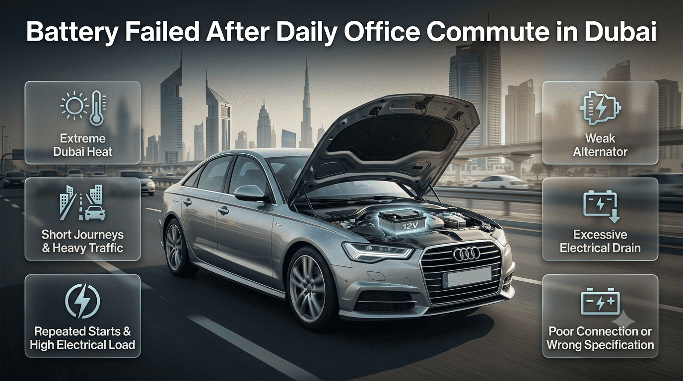 Battery Failed After Daily Office Commute in Dubai