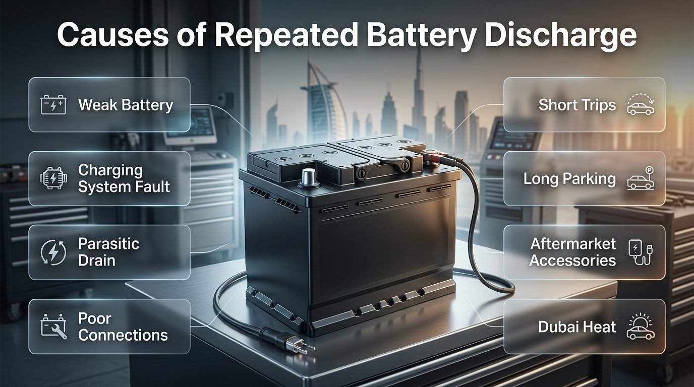 Causes of Repeated Battery Discharge in Dubai