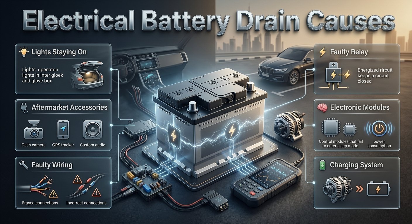 Electrical Battery Drain Causes in Dubai